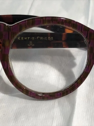 Mackenzie Childs Round Eyeglass Frames Pink Purple Tortoiseshell 4