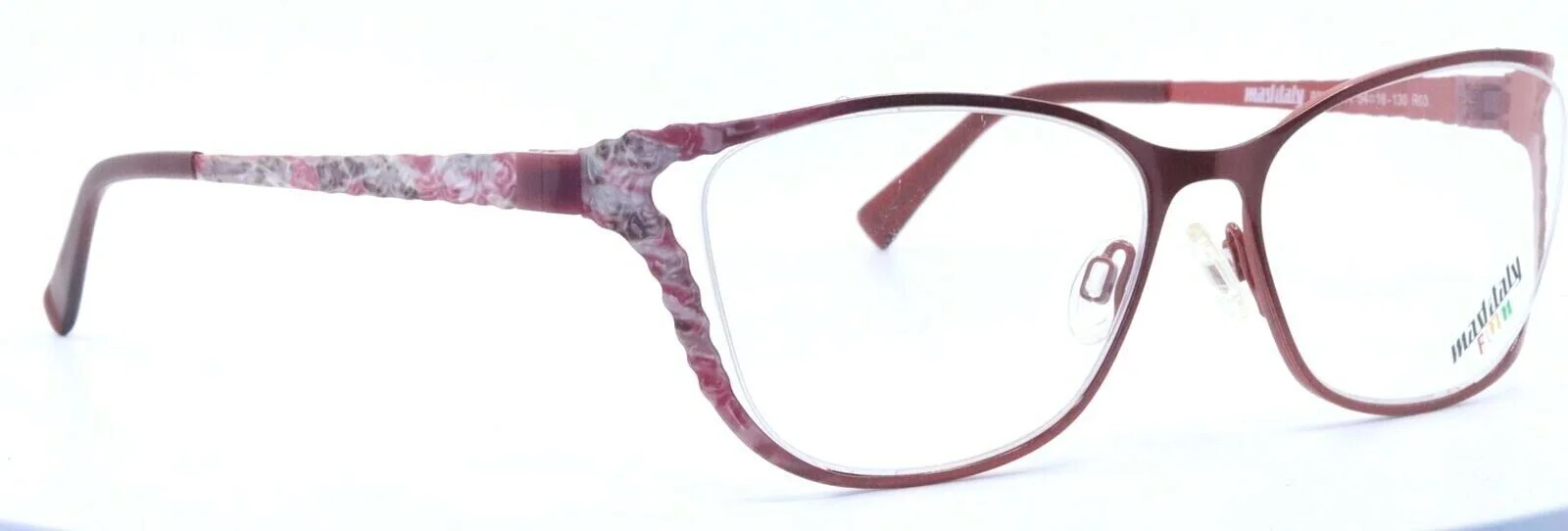 MAD ITALY FUN Begonia R03 Pink Floral Cat Eye Eyeglasses Frames 54-16-130 3