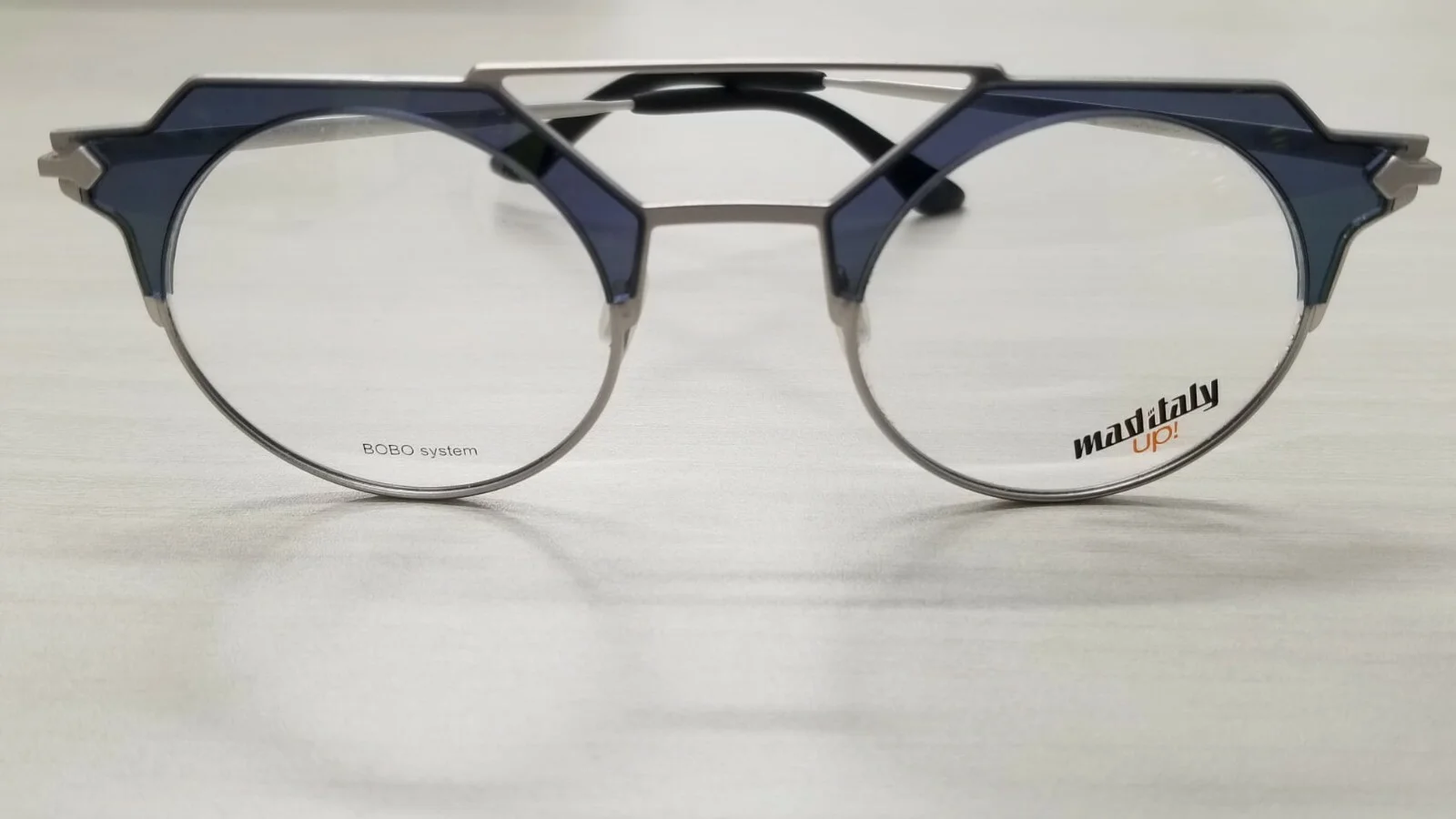 MAD ITALY UP! ORLANDO SLVR METAL ROUND DOUBLE BRIDGE EYEGLASSES FRAME 44-23-140 3