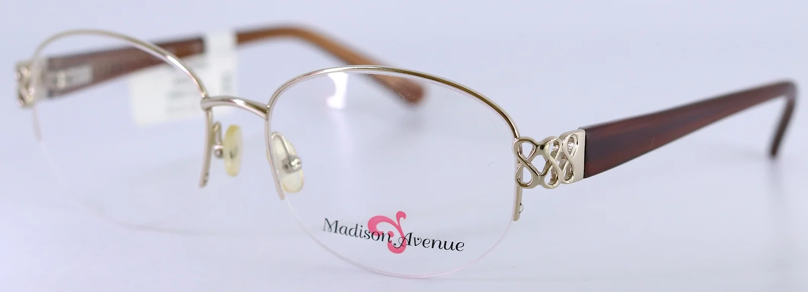 Madison Avenue MAL106 718 Shiny Gold Oval Womens Half Rim Eyeglasses 54-16-135