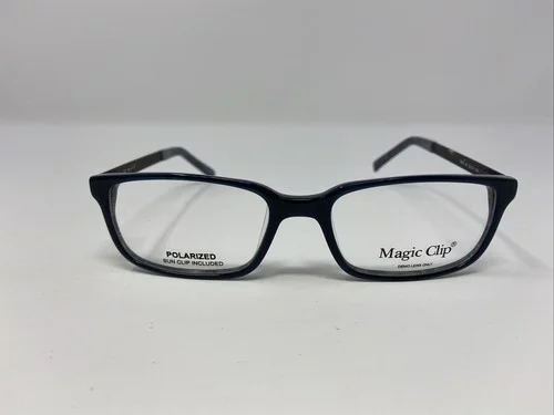 Magic Clip Eyeglasses Frame M414 7P 53-17-145 NV Navy/Gunmetal Full Rim NN81