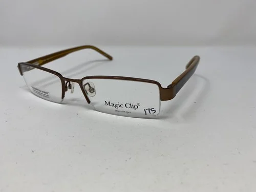 MAGIC CLIP Eyeglasses Frames M361 53-17-140 Brown Half Rim FT88 2