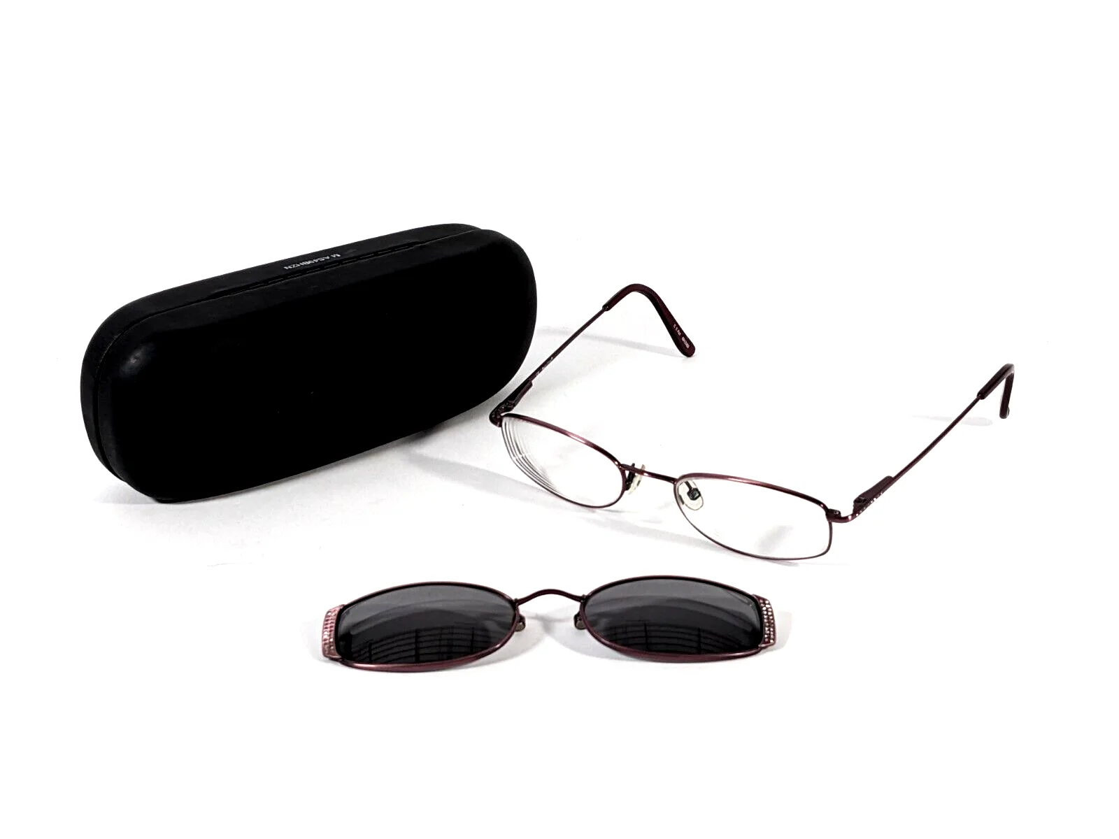 Magic Clip M348 MV Eyeglasses Frames with Polarized Clip-on & Case 49[]18-137