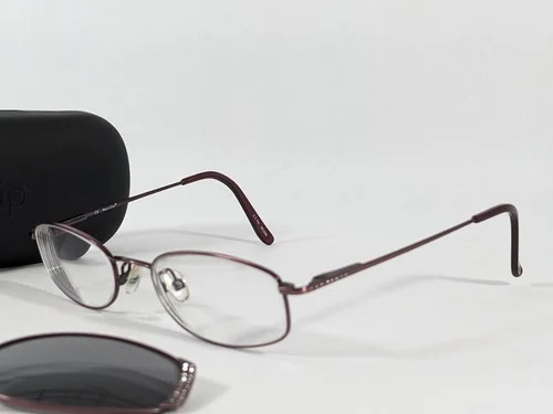 Magic Clip M348 MV Eyeglasses Frames with Polarized Clip-on & Case 49[]18-137 2