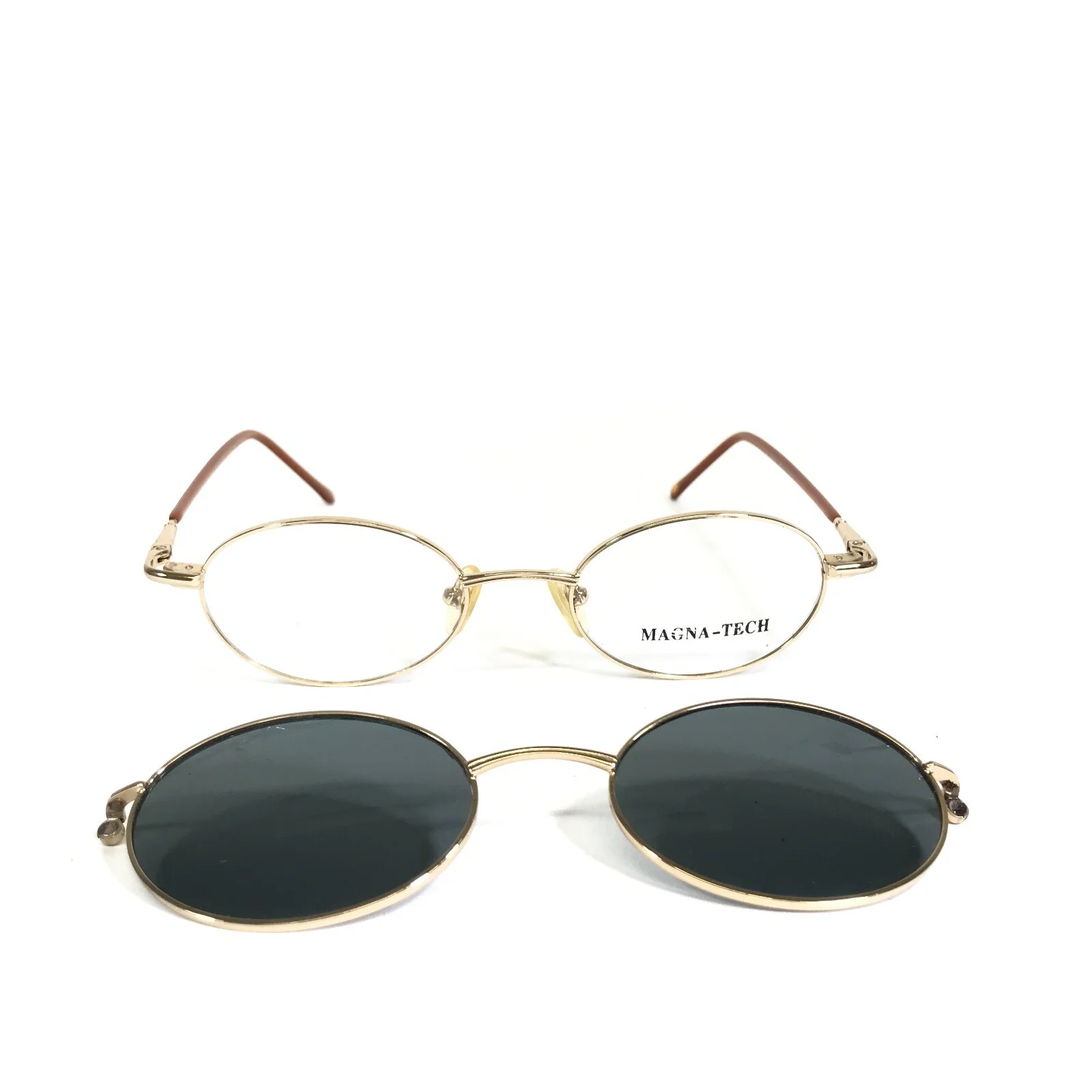 Magna-Tech Eyeglasses Frames MQ518 Brown Gold with Clip On Lenses 47-18-135 3