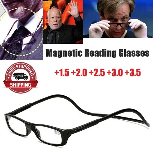 Magnetic Hanging Folding Reading Eyeglasses Glasses Front Click Connect Neck