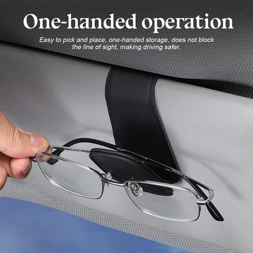 Magnetic Sunglass Holder for Car Visor - Leather Eyeglass Hanger Clip, Car Acces 3