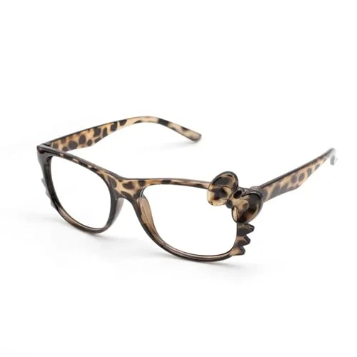 MANGMAO Cheetah Print Kawaii Fake Glasses Y2k Glass Emo Grunge Accessories Cosplay Anime Vintage Leopard Print Glasses (Leopard,One Size)