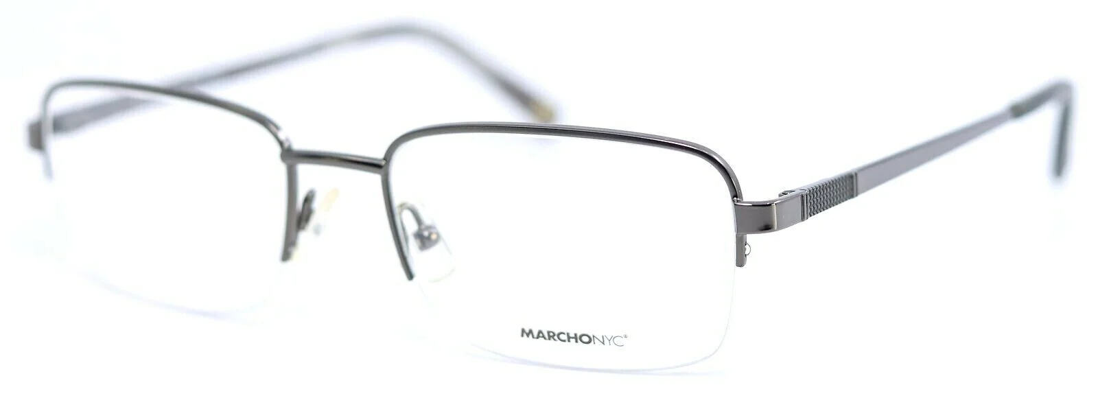 MARCHON NYC BEEKMAN 033 Gunmetal Rectangular Mens Half Rim Eyeglasses 53-18-140 2