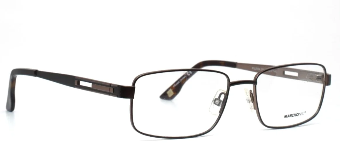 MARCHON NYC East Side Fulton 210 Brown Mens Rectangle Eyeglasses 54-17-140 B:33 3