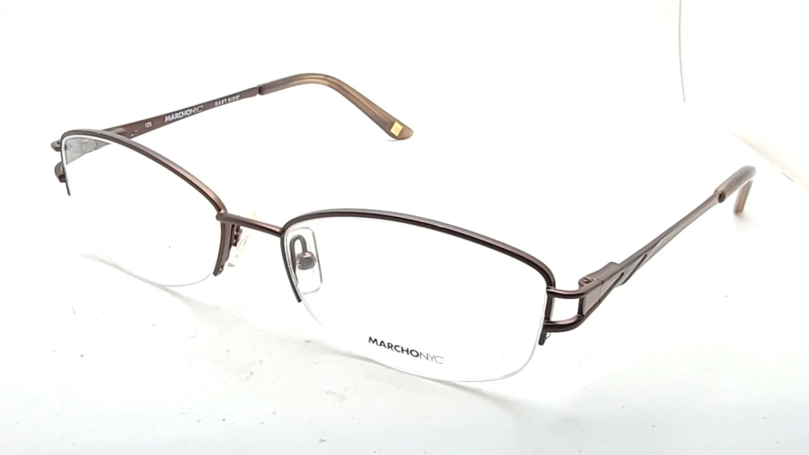 Marchon NYC Eastside Chrystie 210 Brown Half Rim Eyeglasses Frame 53-16 135 New