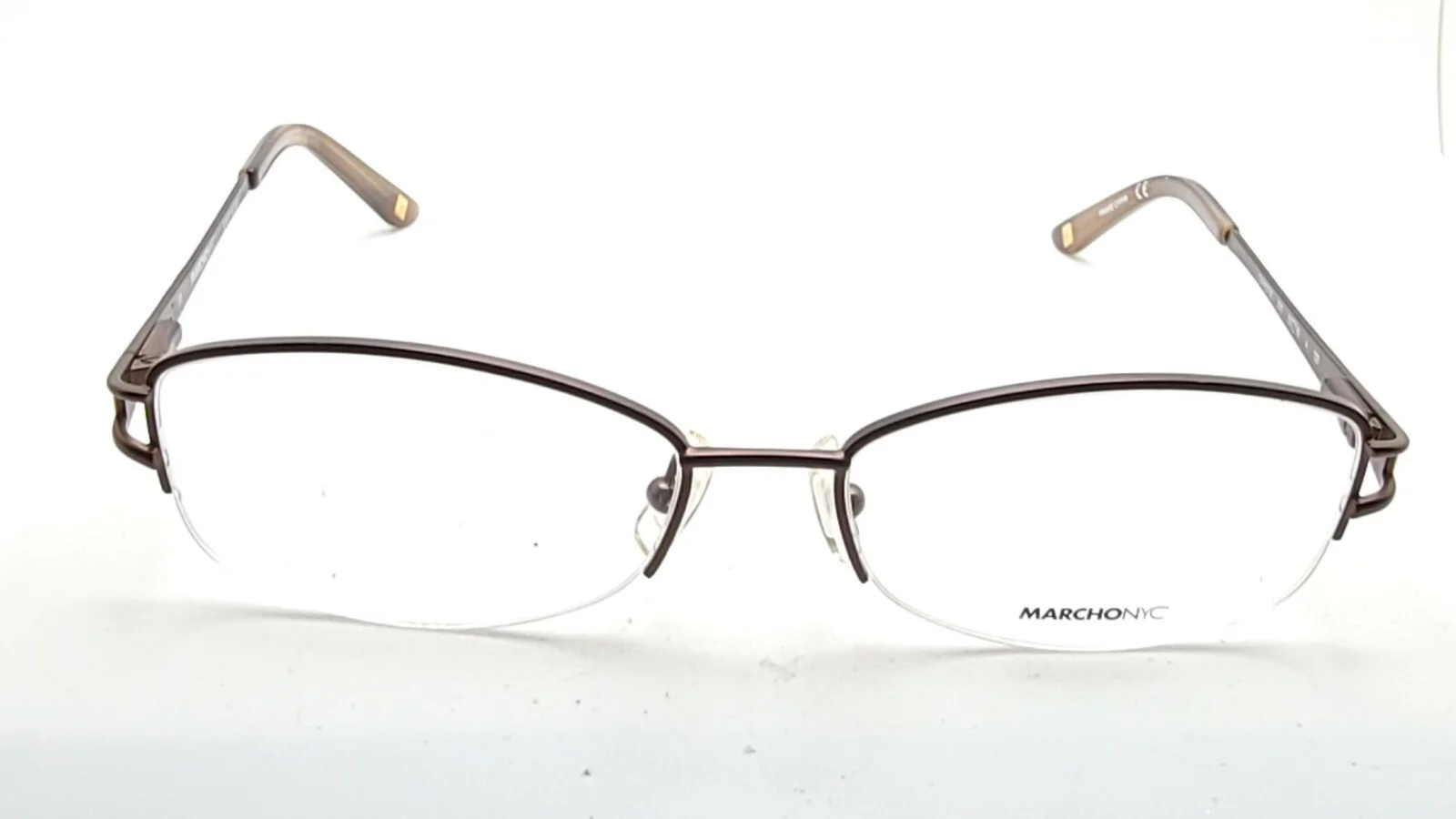 Marchon NYC Eastside Chrystie 210 Brown Half Rim Eyeglasses Frame 53-16 135 New 2