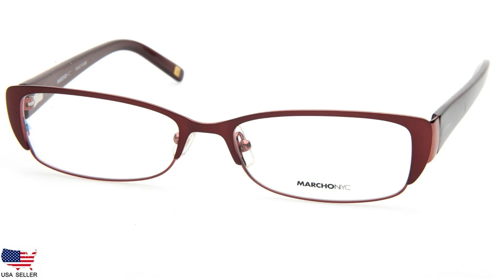 MARCHON NYC ELLINGTON 604 Satin Burgundy 53-16-135 Frames Flex Hinges L512