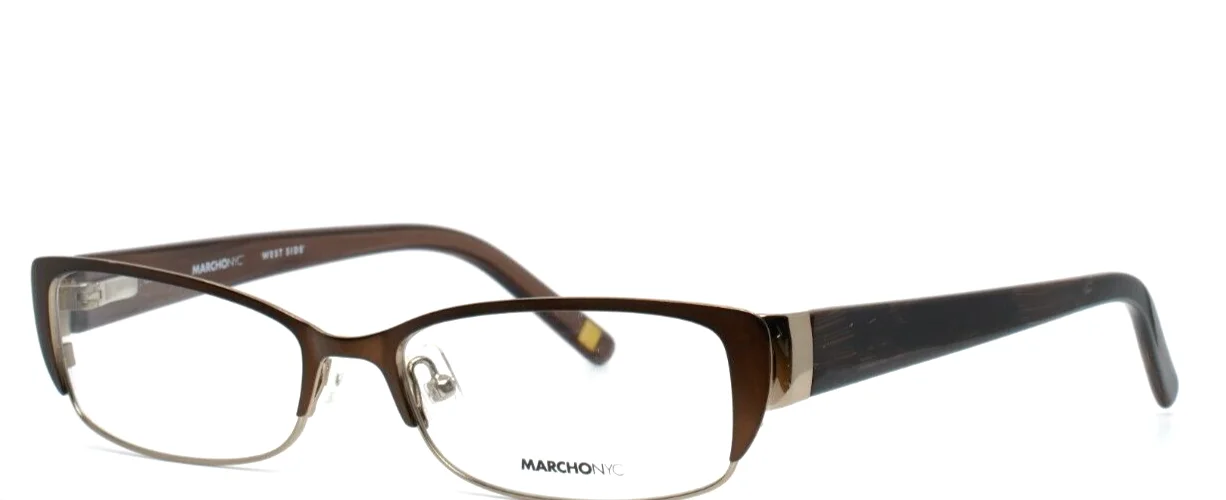 MARCHON NYC West Side Ellington 250 Brown Womens Rectangle Eyeglasses 53-16-135