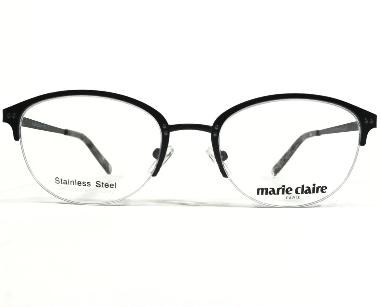 Marie Claire Eyeglasses Frames 6261 MATTE BLACK Round Half Rim 51-19-140