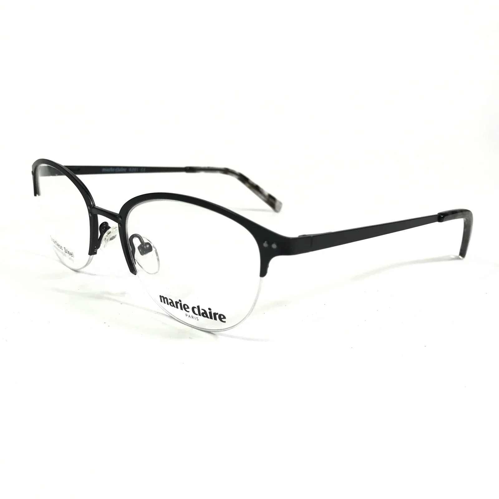 Marie Claire Eyeglasses Frames 6261 MATTE BLACK Round Half Rim 51-19-140 4