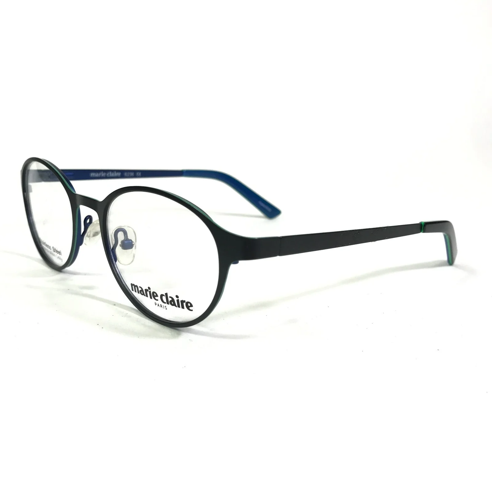 Marie Claire Petite Eyeglasses Frames 6236 BLACK/NAVY Round Full Rim 46-17-135 4