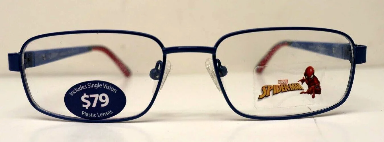 Marvel Comics Childrens Spiderman Glasses RX compat. 50-16-132 SME8SM Blue NEW