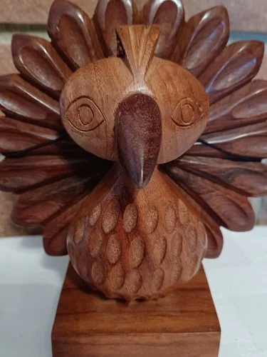MATR BOOMIE Hand Carved Wooden Peacock Eyeglasses Stand Holder 3
