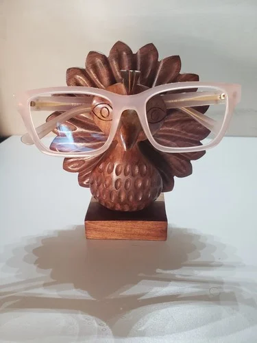 Matr Boomie Indian Rosewood Wooden Carved Peacock Bird Eye Glass Holder Decor