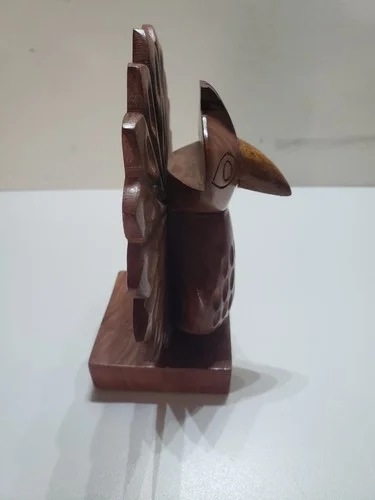 Matr Boomie Indian Rosewood Wooden Carved Peacock Bird Eye Glass Holder Decor 4
