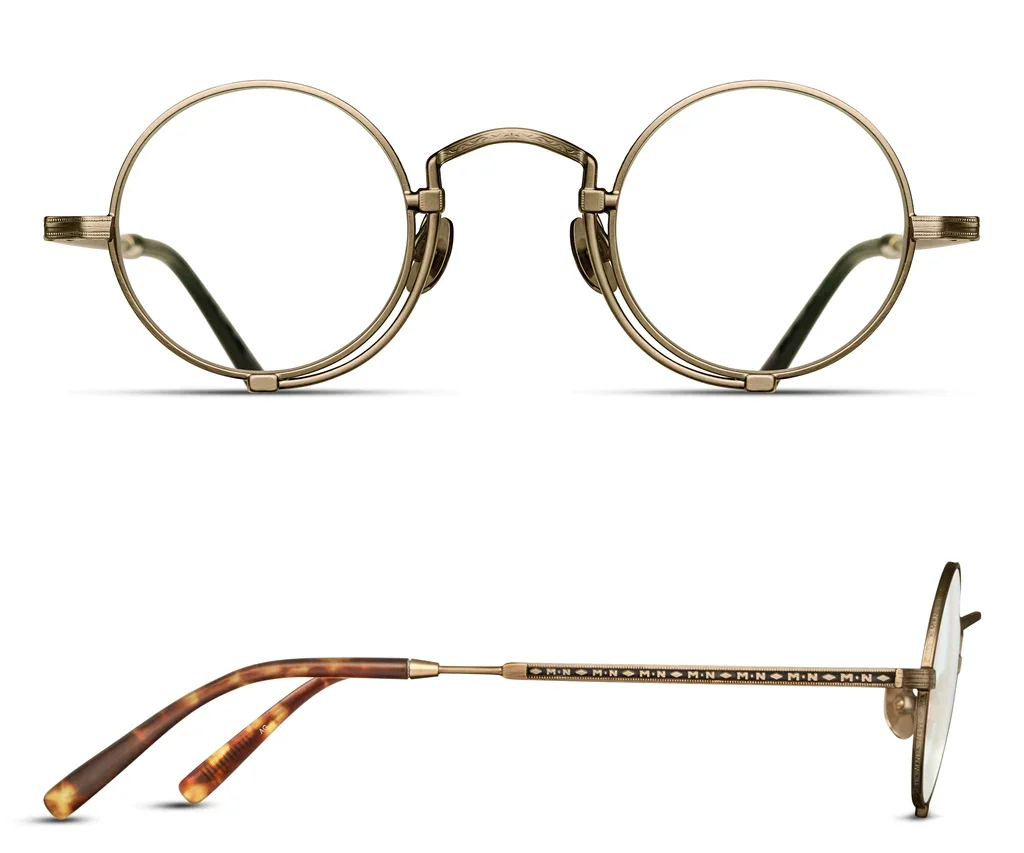 MATSUDA 10103H JAPANESE HANDMADE GOLD EYE GLASSES 41-27-145 FRAMES / with case