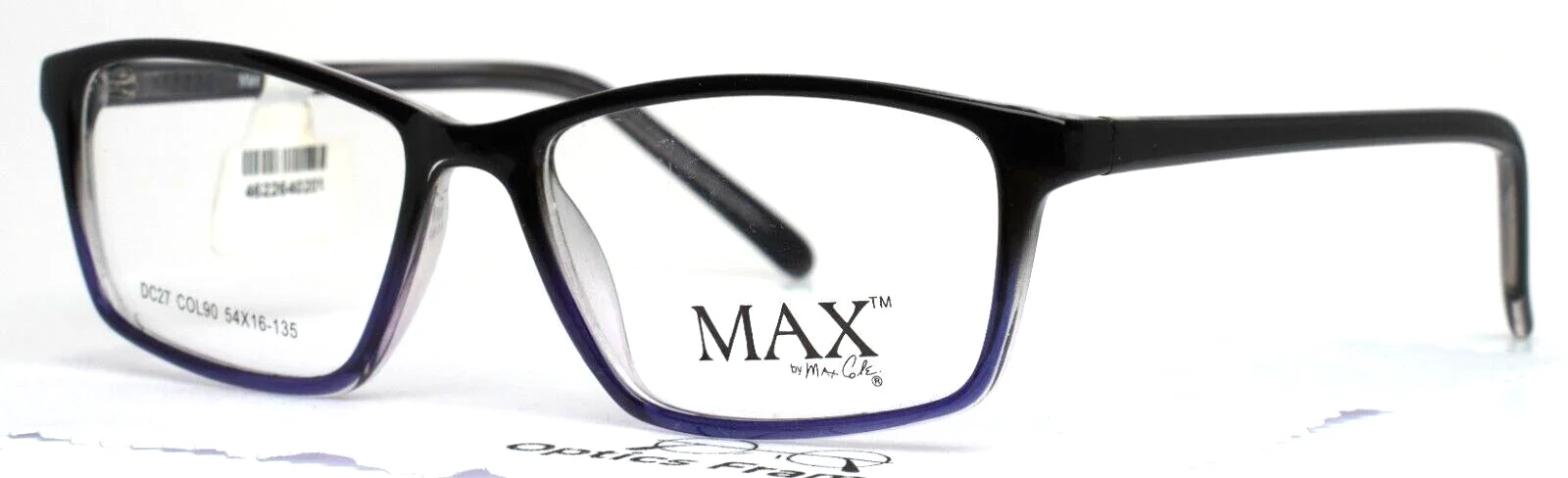 MAX by Max Cole DC27 90 Blue Womens Rectangle Full Rim Eyeglasses 54-16-135 B:35