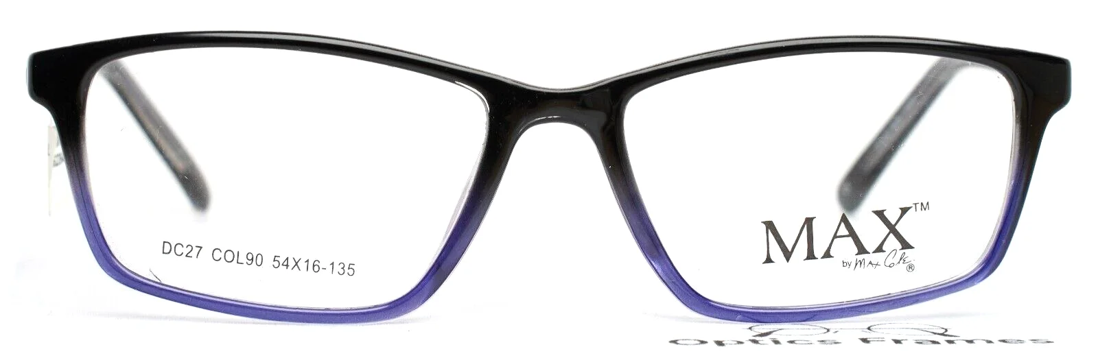 MAX by Max Cole DC27 90 Blue Womens Rectangle Full Rim Eyeglasses 54-16-135 B:35 2
