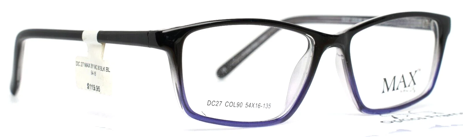 MAX by Max Cole DC27 90 Blue Womens Rectangle Full Rim Eyeglasses 54-16-135 B:35 3
