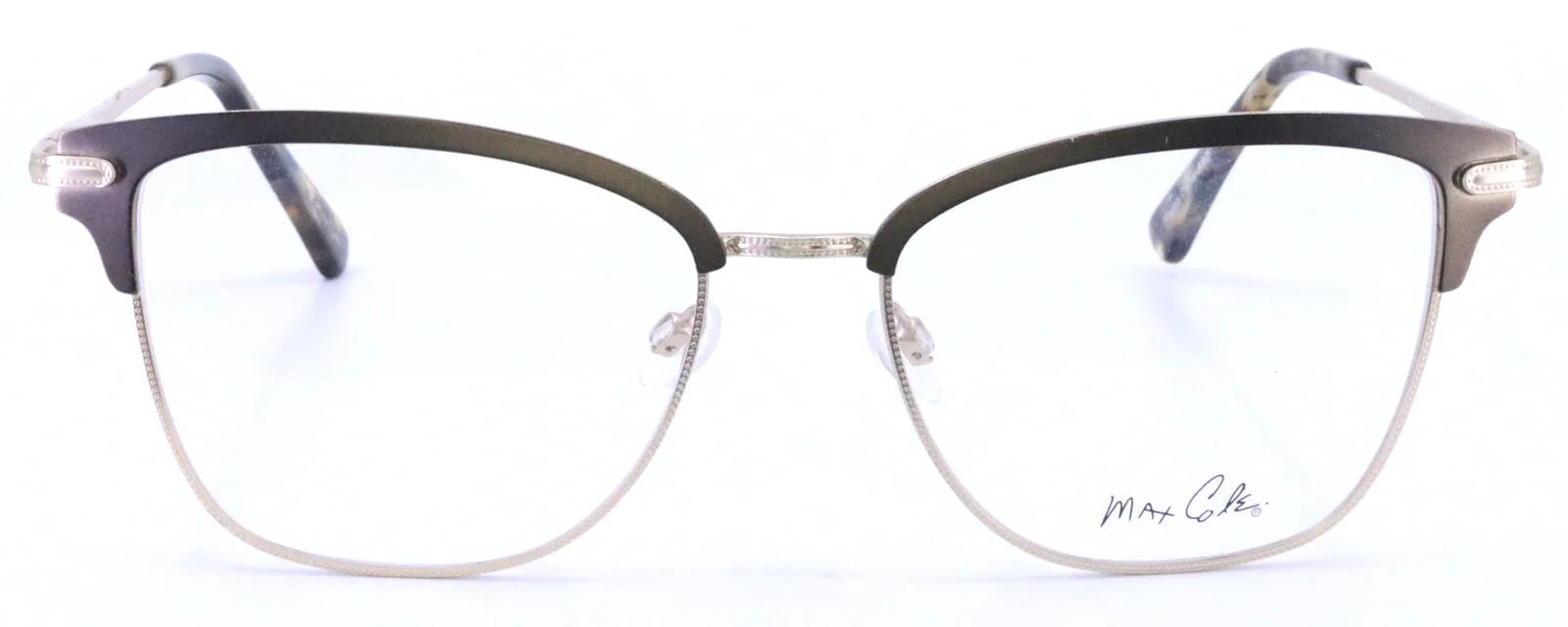 MAX COLE MC 1516 10 Brown Gold Clubmaster Metal Frame Eyeglasses 53-17-140 AS-IS 2