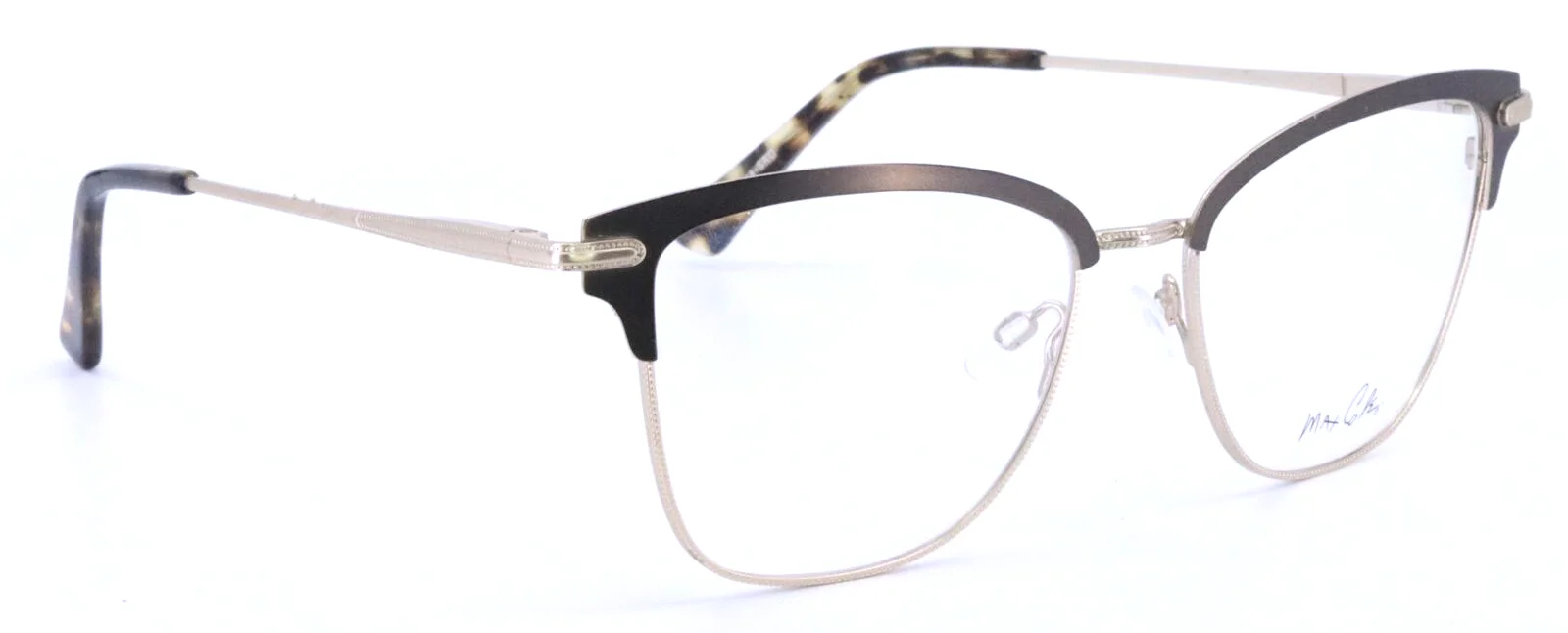 MAX COLE MC 1516 10 Brown Gold Clubmaster Metal Frame Eyeglasses 53-17-140 AS-IS 3