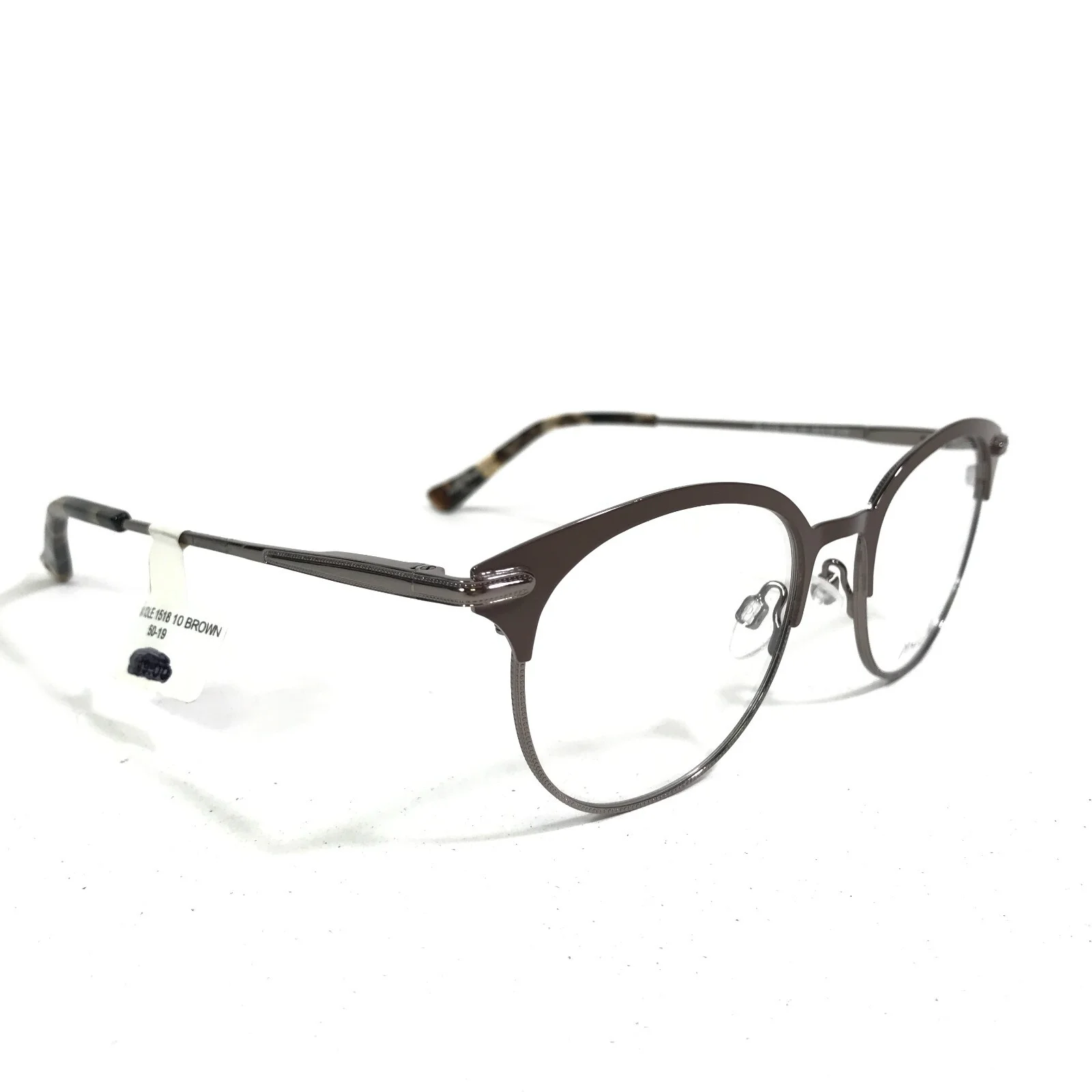 Max Cole MC 1518 COL 10 Eyeglasses Frames Brown Silver Round Full Rim 50-19-145 2