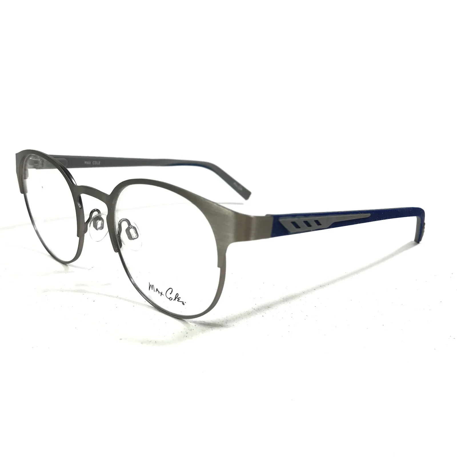 Max Cole MC1501 COL 20 Eyeglasses Frames Blue Silver Round Full Rim 48-20-140 2