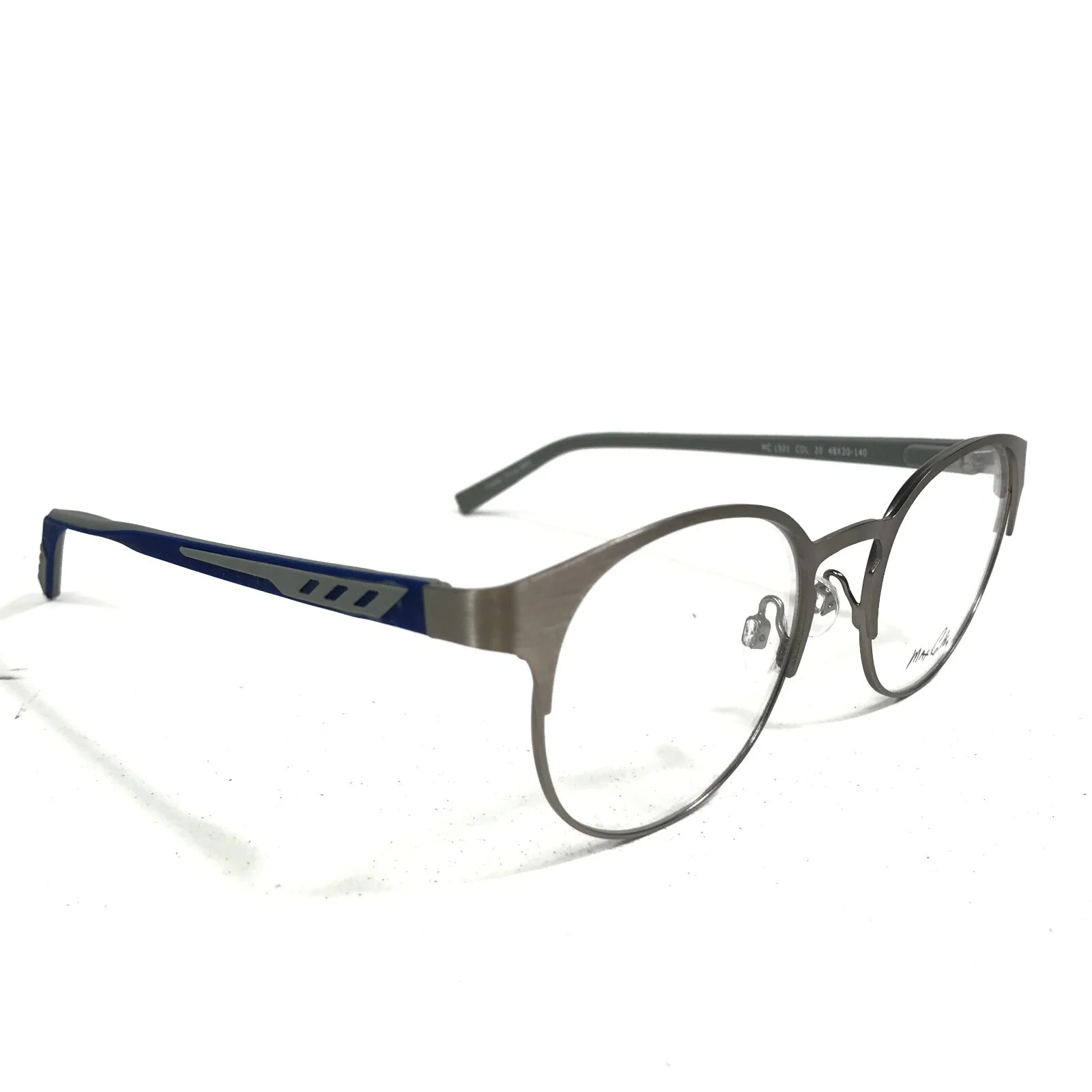 Max Cole MC1501 COL 20 Eyeglasses Frames Blue Silver Round Full Rim 48-20-140 3