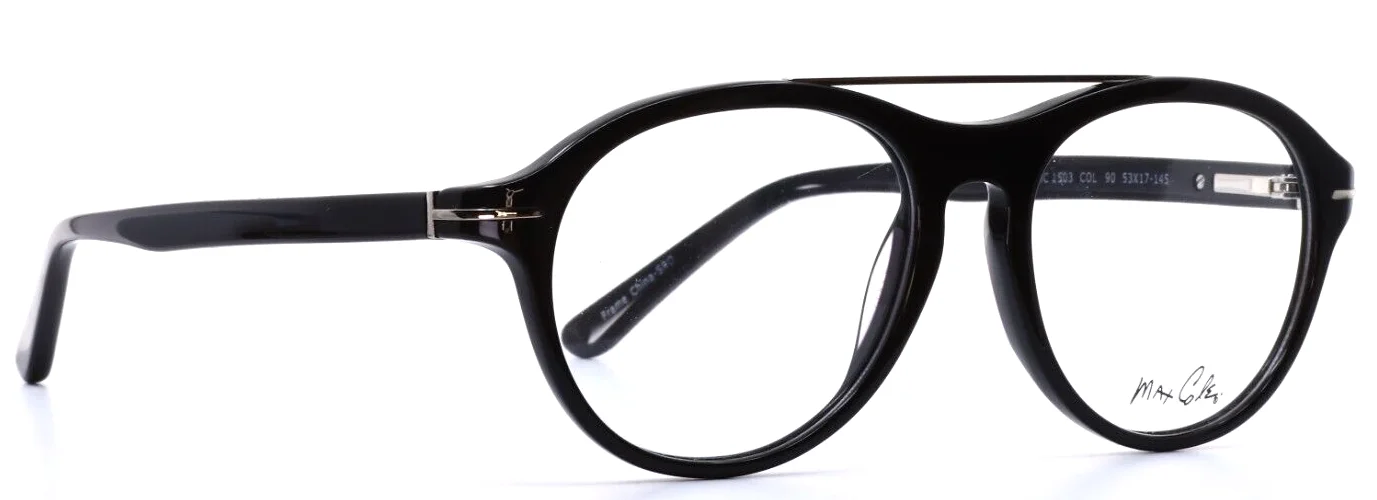 MAX COLE MC1503 90 Black Unisex Round Full Rim Eyeglasses 53-17-145 B:48 3