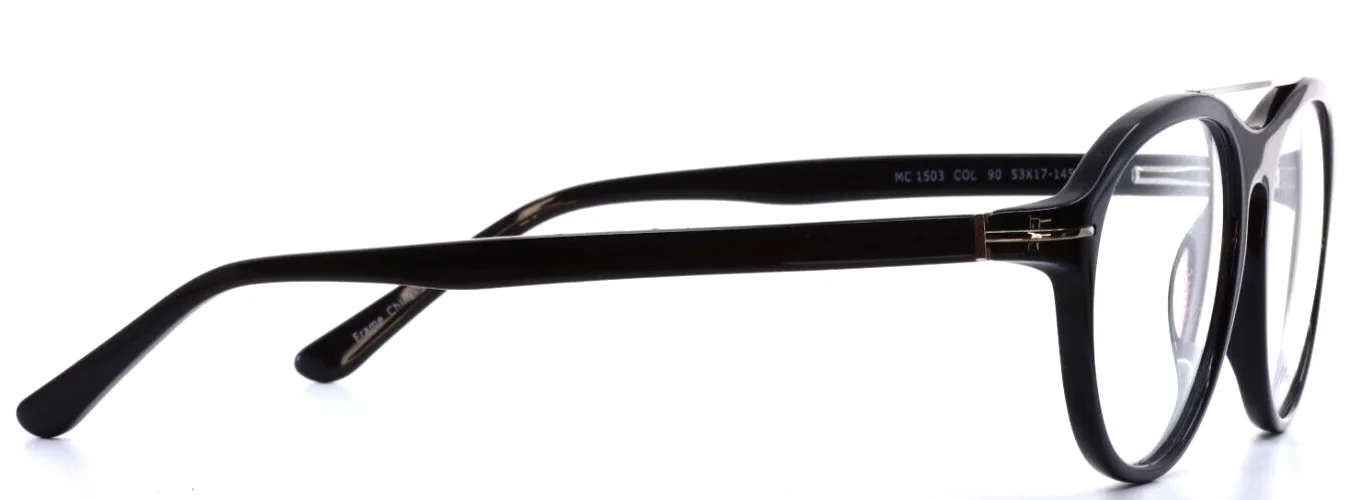 MAX COLE MC1503 90 Black Unisex Round Full Rim Eyeglasses 53-17-145 B:48 4