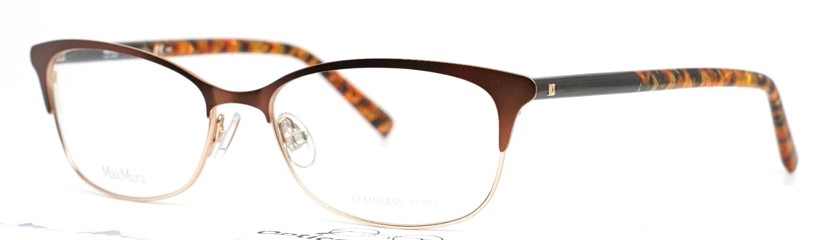 MAX MARA MM1306 I7Q Brown Beige Womens Cat Eye Eyeglasses 55-16-145 B:36 1