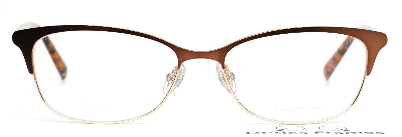 MAX MARA MM1306 I7Q Brown Beige Womens Cat Eye Eyeglasses 55-16-145 B:36 2