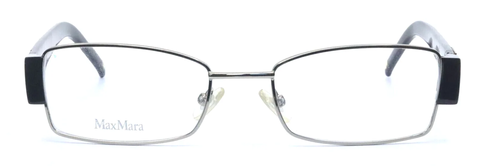 MAX MARA MM880/U 85K Silver Black Rectangle Womens Eyeglasses 51-18-135 ITALY 2