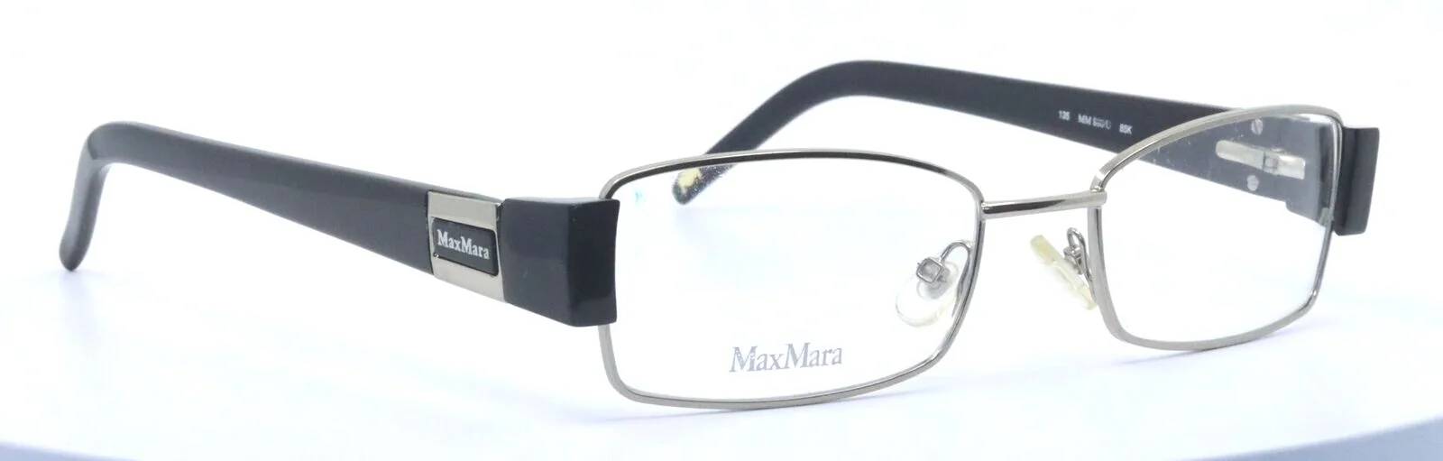 MAX MARA MM880/U 85K Silver Black Rectangle Womens Eyeglasses 51-18-135 ITALY 3