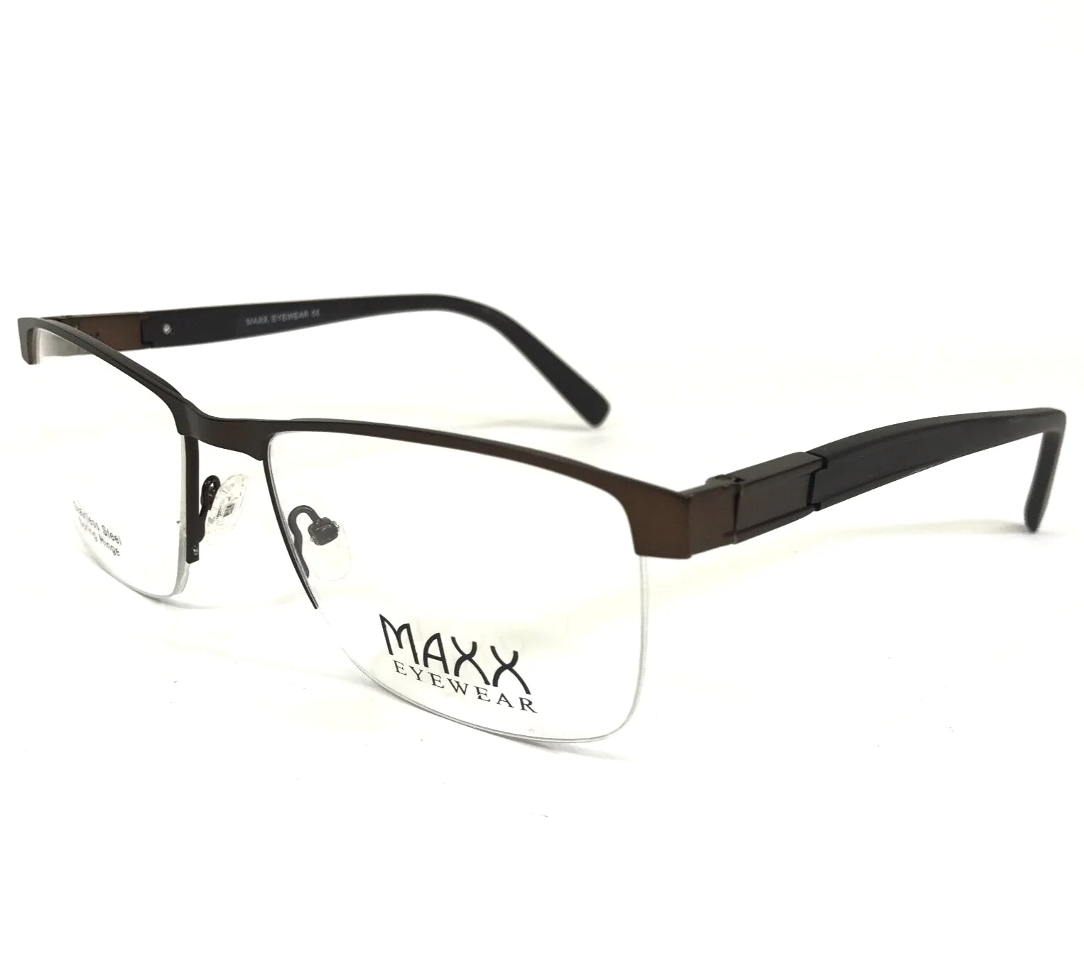MAXX Eyeglasses Frames MEL BROWN Square Half Rim Extra Large Wide 59-19-150