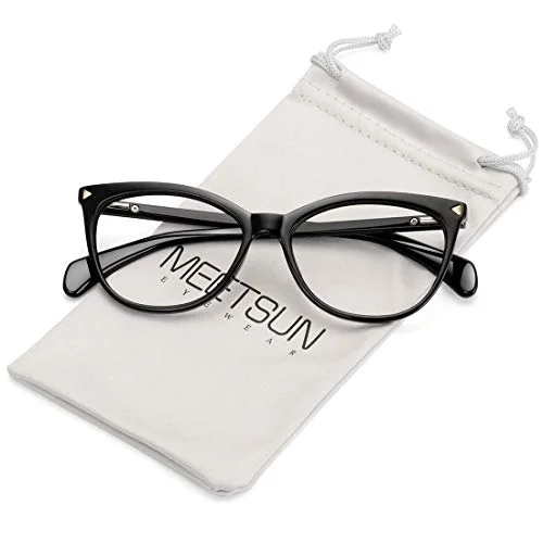 MEETSUN Non Prescription Glasses Frames For Women,Retro Cateye Fake Eyeglasses HD Clear Lens (Black Frame Clear Lens)
