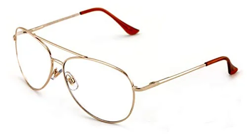 Men Aviator Progressive Clear Lens No Line Reading Glasses Tri-Focal Reader Spring Hinge (Gold, 2.50)