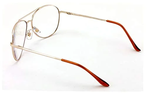 Men Aviator Progressive Clear Lens No Line Reading Glasses Tri-Focal Reader Spring Hinge (Gold, 2.50) 3