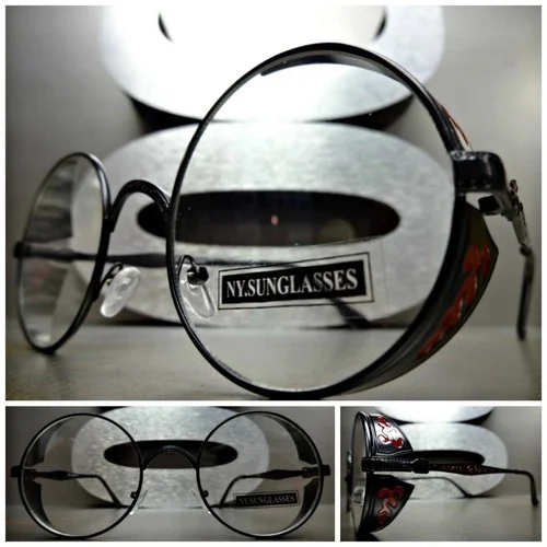 Men Classic VINTAGE Retro BLINDER Style Clear Lens EYE GLASSES Round Black Frame