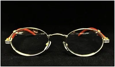 Men Classy Elegant Exotic Sophisticated Clear EYE GLASSES Oval Gold Wooden Frame 4