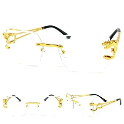 Men CLASSY Elegant Sophisticated Retro Clear Lens EYE GLASSES Rimless Gold Frame