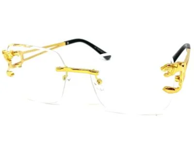 Men CLASSY Elegant Sophisticated Retro Clear Lens EYE GLASSES Rimless Gold Frame 2