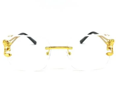 Men CLASSY Elegant Sophisticated Retro Clear Lens EYE GLASSES Rimless Gold Frame 3