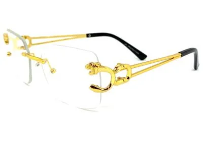 Men CLASSY Elegant Sophisticated Retro Clear Lens EYE GLASSES Rimless Gold Frame 4